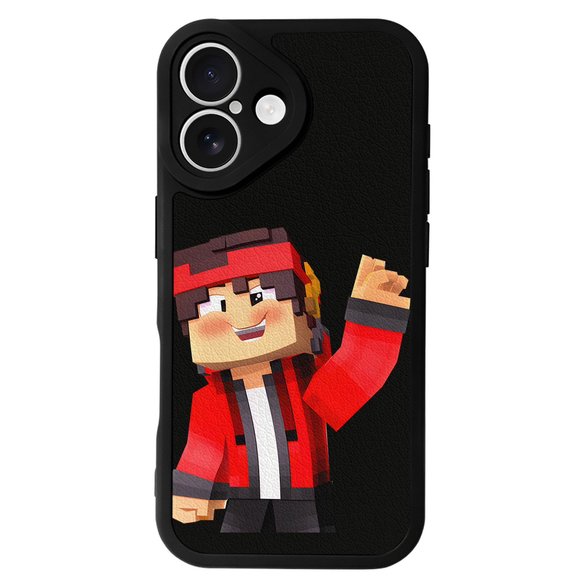 （画像用） マインクラフト ブロックの世界 Minecraft MC Block world 【iPhone 16シリーズ対応】シリコンスマホケース（レザー調） 材質：シリコン
